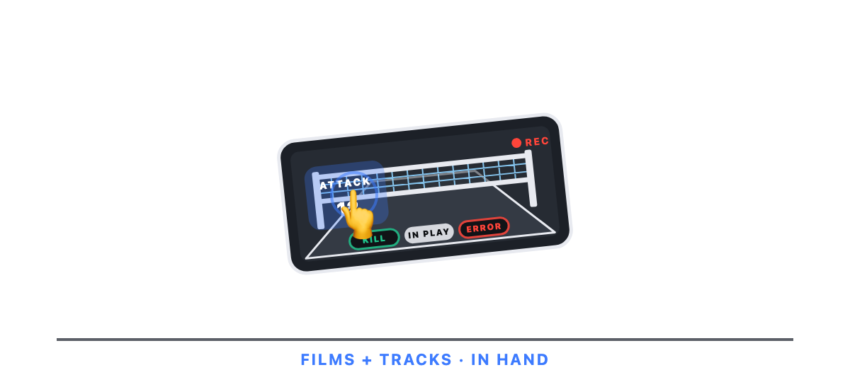 iPhone in hand: Hold it in landscape: it films and tracks; tap the buttons over the video.